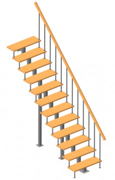 Модульная лестница высота 2880 мм (прямой марш) высота ступени 180 мм