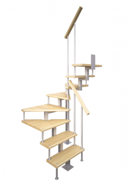 Модульная лестница высота 2925-3150 мм кв. профиль (поворот 180°) 13 ступеней, высота ступени 225 мм