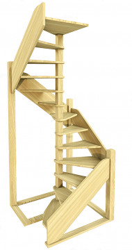 Деревянная межэтажная лестница ЛЕС-1,2ВУ (поворот 360°)