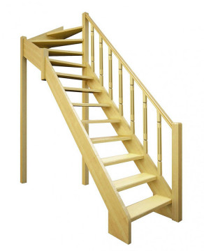 Деревянная межэтажная лестница Лес-715 (поворот 90°)