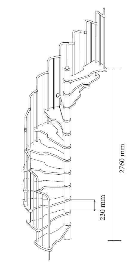 Малогабаритная винтовая лестница Metallica, диаметр 140/70 см, серебро ступени лакированные