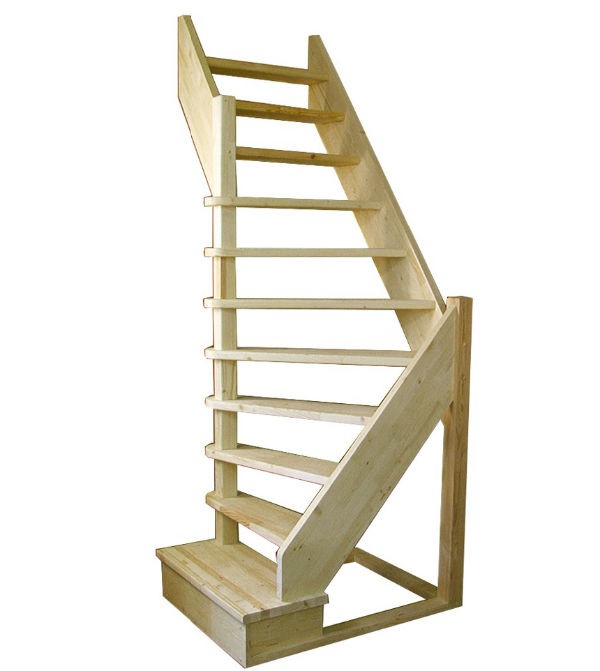 Деревянная межэтажная лестница ЛЕС-92 (поворот 90)