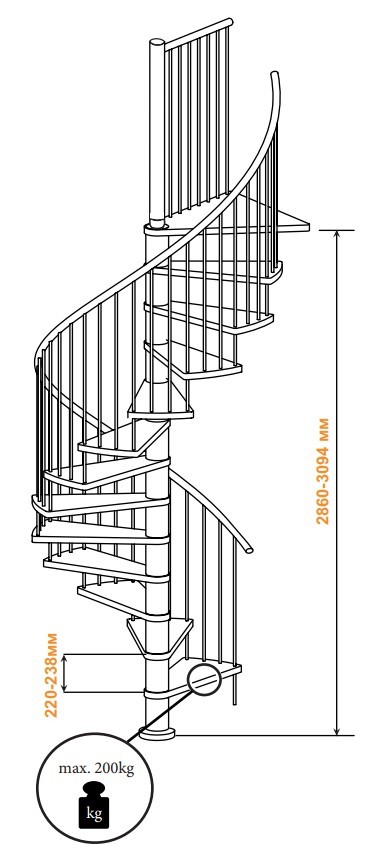 Винтовая лестница Spiral Color диаметр 140 см, бук