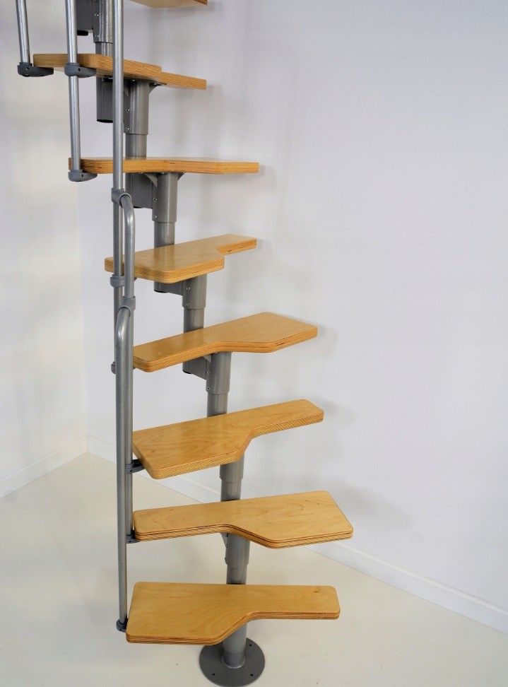 Модульная лестница TWISTER, 2236-2940 мм, 12 ступеней - береза, серый