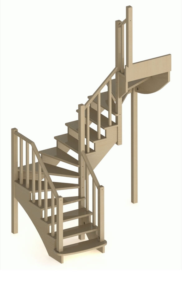 Лестница из сосны К-009м (вариант №2) Правая 