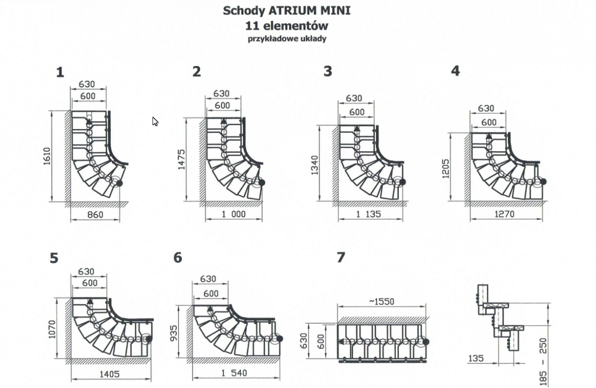 Модульная лестница MINI, 2220-3000 мм, 11 ступеней - ольха, черный
