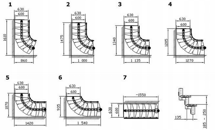 Модульная лестница MINI PLUS, 2220-3000 мм, 11 ступеней - ольха, серый