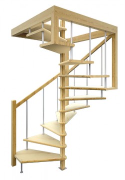Деревянная межэтажная лестница ЛЕС-10 (поворот 360°)