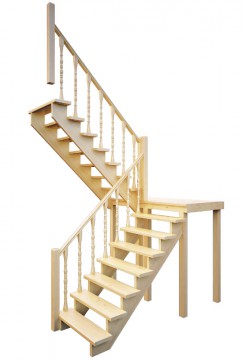 Деревянная межэтажная лестница Лес-62 универсальная (поворот 180°)