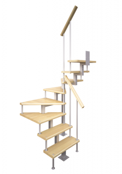 Модульная лестница высота 2475-2700 мм кв. профиль (поворот 180°) 11 ступеней, высота ступени 225 мм