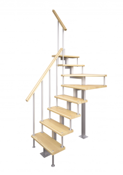Модульная лестница высота 2925-3150 мм кв. профиль (поворот 90°) 13 ступеней, высота ступени 225 мм