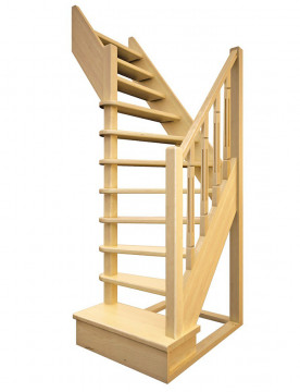 Деревянная межэтажная лестница ЛЕС-91 (поворот 90°)