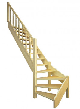 Деревянная межэтажная лестница ЛЕС-07 (поворот 90°)