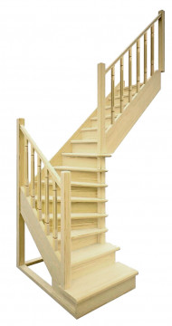Деревянная межэтажная лестница ЛЕС-02 (поворот 90°)